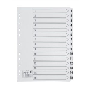 5 Star Office Index Dividers 1-15 Multipunched Tabs