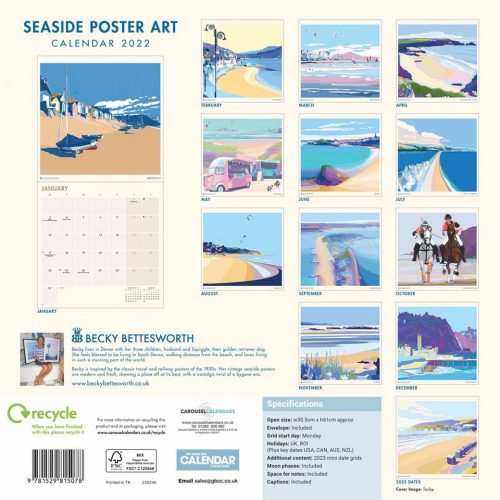 Becky Bettesworth, Seaside Poster Art Calendar 2022-back