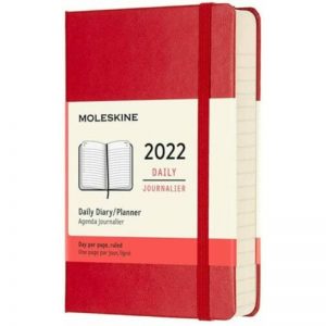 Moleskine 2022 Pocket Daily Planner Diary Soft Cover Scarlet Red-front