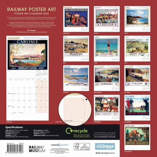 National Railway Museum, the Railway Poster Art Calendar 2022-back