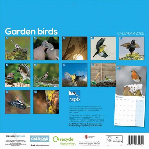 RSPB, Garden Birds Calendar 2022-back