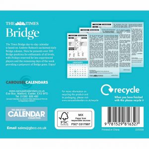 The Times, Bridge Official Desk Calendar 2022-back