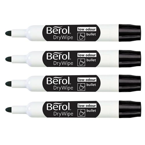Berol Bullet Tip Drywipe Whiteboard Markers 4pcs