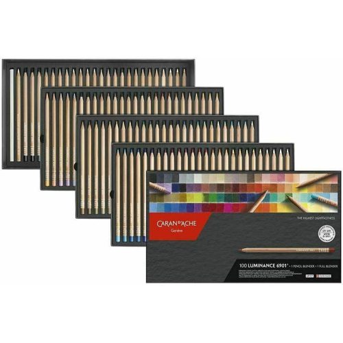 Caran d'Ache Luminance 6901 Box of 100 Assorted Coloured Pencils-open