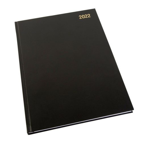 Simply A4 Diary Two Days Per Page Planner Black 2022 front