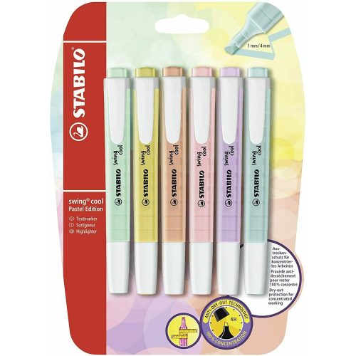 Stabilo Swing Cool Pastel Highlighters Marker Pens Pack of 6-main