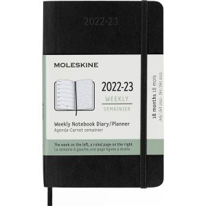 Moleskine 18 Month Academic Diary 2022-23 Pocket Weekly Notebook Soft Black-front