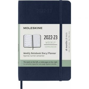 Moleskine 18 Month Academic Diary 2022-23 Pocket Weekly Notebook Soft Blue-front
