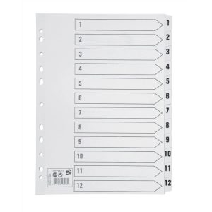 5 Star Office Index Dividers 1-12 Multipunched Tabs