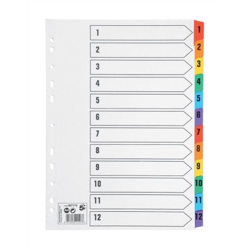 5-star-office-index-dividers-1-12-multipunched-coloured-tabs