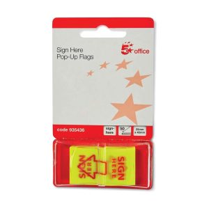 5 Star Sign Here Sticky Index Tabs Self Adhesive