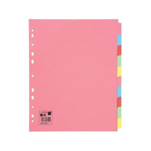 5 Star Wide File Dividers A4 Multi-Colour Tabs 10-part
