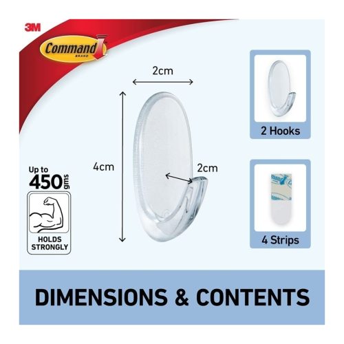 Command Small Clear Hooks with Clear Strips 17092CLR-dim