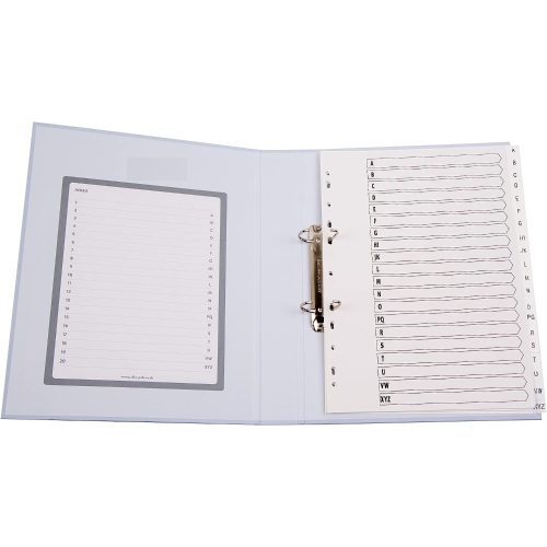 County A4 A-Z File Dividers Polypropylene White Plastic Tabs-3