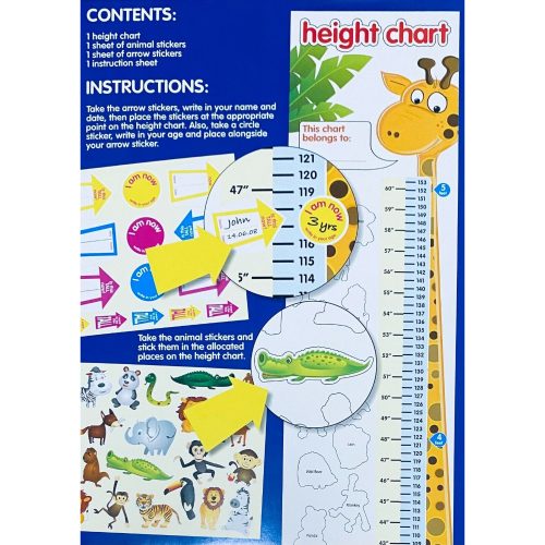 County Children's Height Chart with over 40 Stickers-back