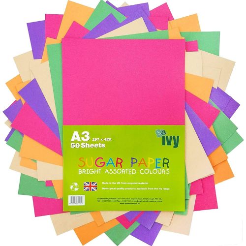 Ivy A3 Recycled Sugar Paper Bright Assorted Colours-main1