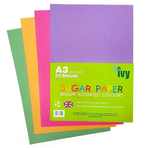 Ivy A3 Recycled Sugar Paper Bright Assorted Colours-main2