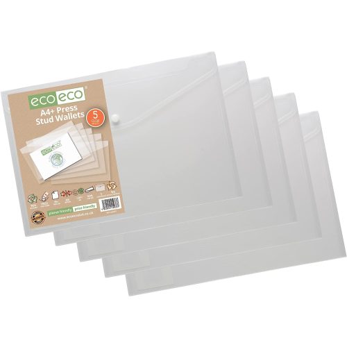 eco eco A4 Plus Press Stud Wallets Clear Transparent-2