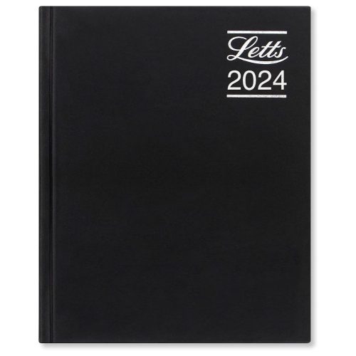 Letts 2024 Rhino A5 Day to a Page with Appts Black-front