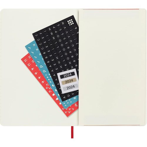 Moleskine 2024 Daily Diary Large Softcover Notebook Scarlet Red-stickers