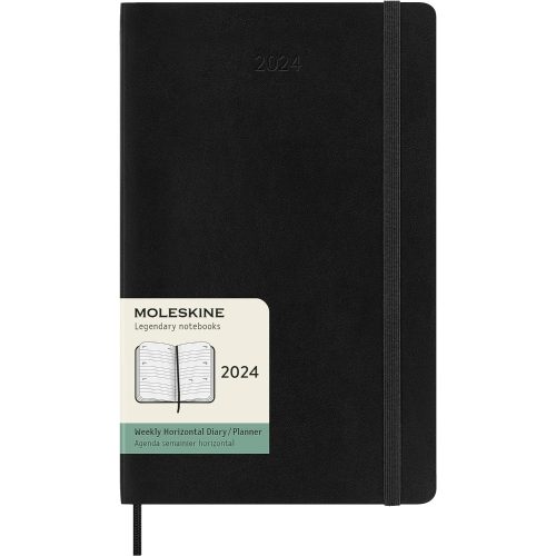Moleskine 2024 Weekly Diary Horizontal Large Softcover Notebook Black-main