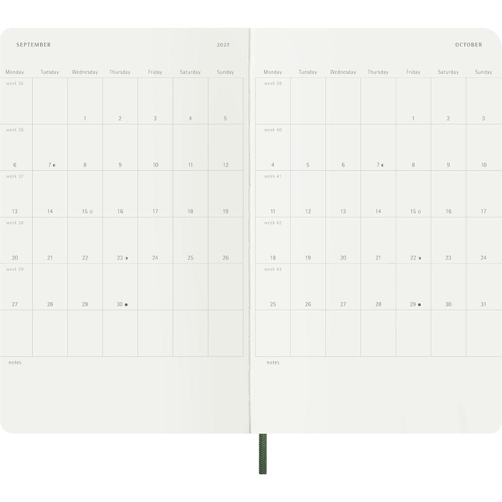 Moleskine 2027 12-Month Weekly with Notes Large Myrtle Green Hardcover Diary - Image 4