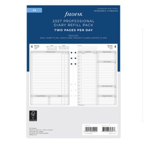 Time Management One Day On Two Pages Diary - A5 2027 English TM7031