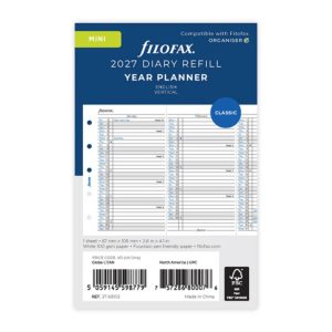 Vertical Year Planner - Mini 2027 English
