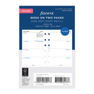 Week On Two Pages Academic Diary - Pocket 2026-2027 English