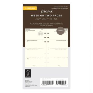 Week On Two Pages Diary - Personal Cotton Cream 2027 Multilanguage