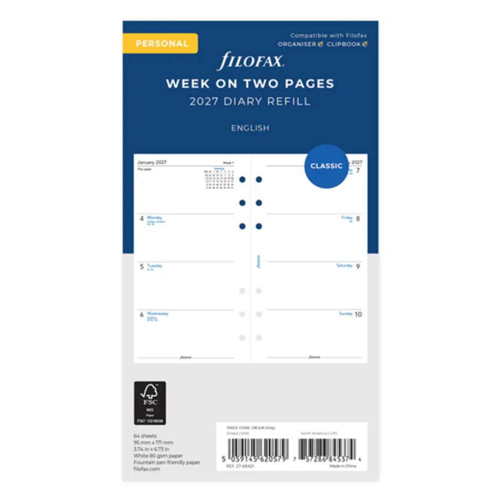Week On Two Pages Diary - Personal 2027 English