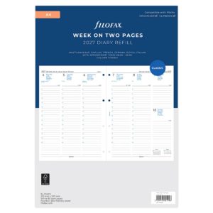 Week On Two Pages Diary With Appointments - A4 2027 Multilanguage