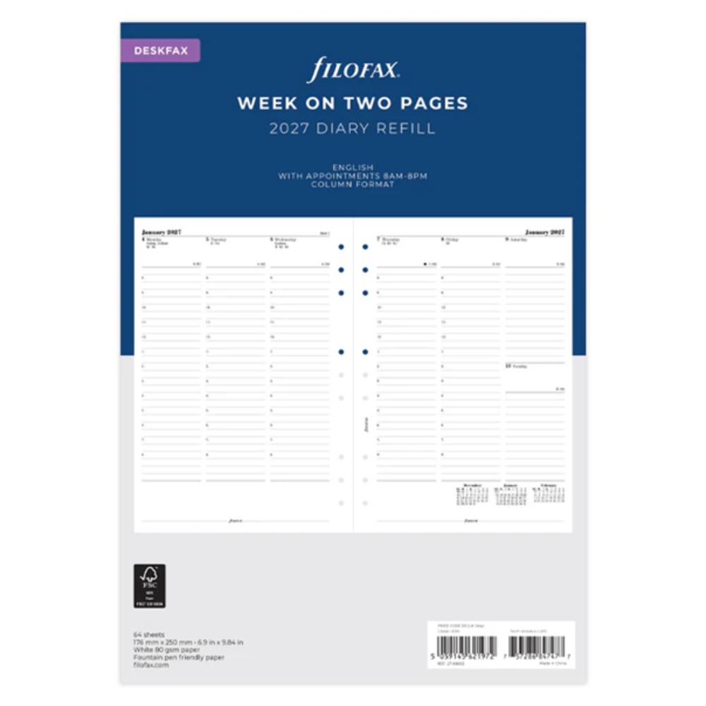 Week On Two Pages Diary With Appointments - Deskfax 2027 English