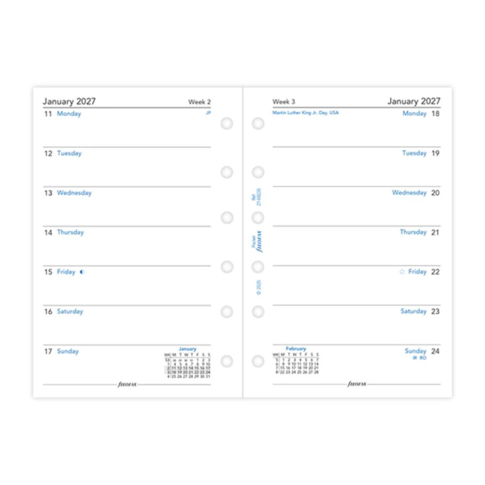 Week On One Page Diary - Pocket 2027 English