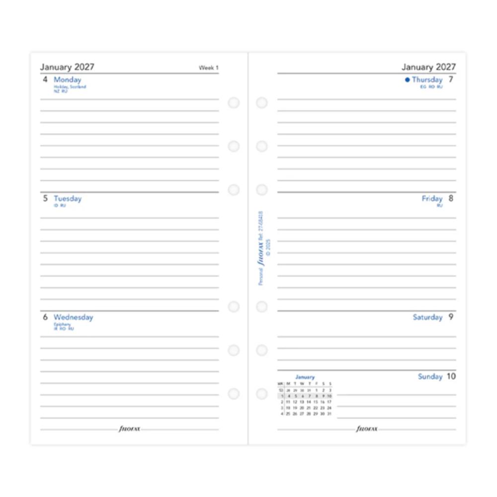 Week On Two Pages Lined Diary - Personal 2027 English