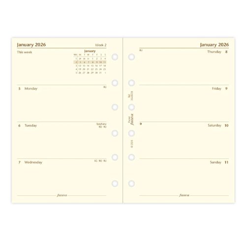 Filofax Pocket Week on Two Pages Cotton Cream 2026 Diary Refill 68224 ...