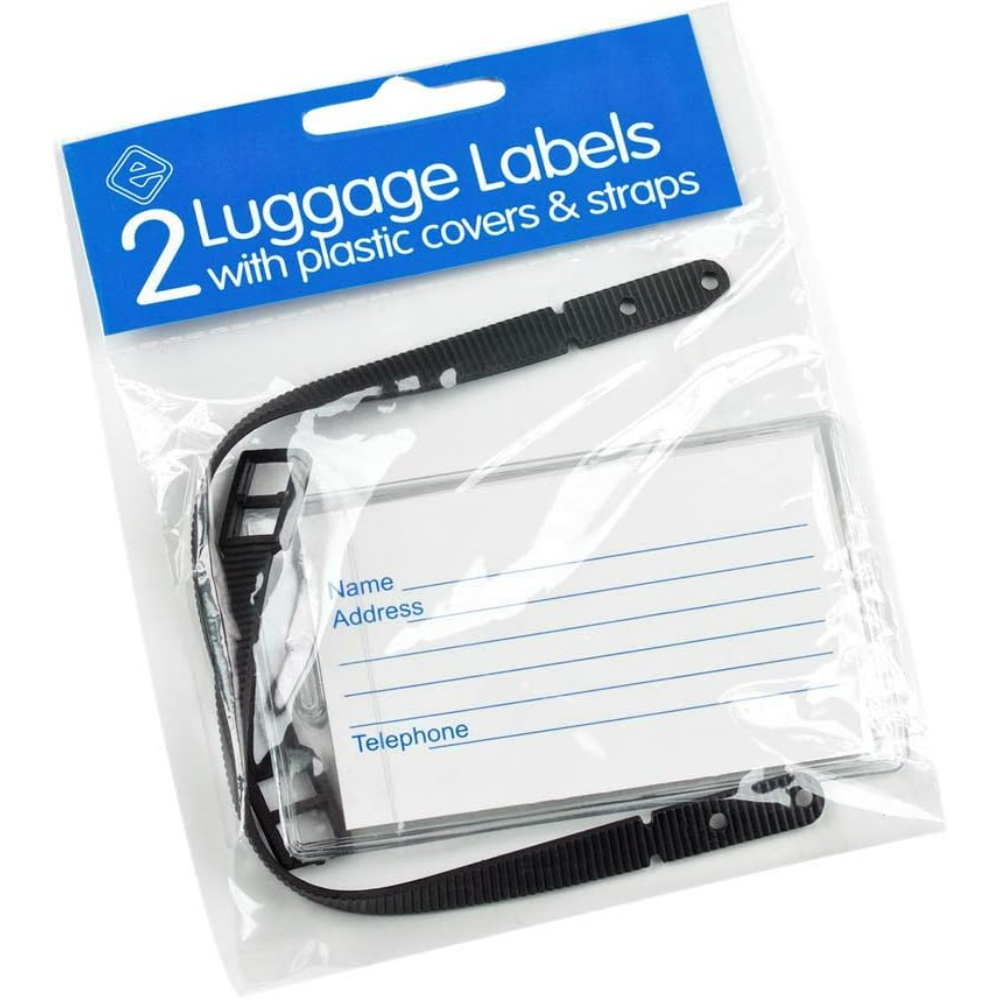 Esposti Luggage Labels with Plastic Covers and Strips 2 Pack