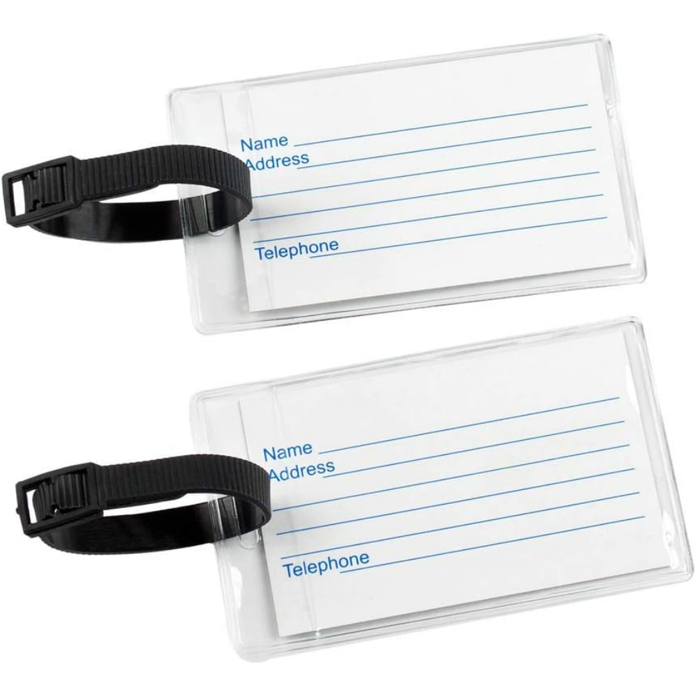 Esposti Luggage Labels with Plastic Covers and Strips 2 Pack