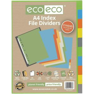 eco-eco A4 File Dividers Multi Colour 10 Part