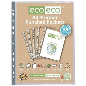 eco-eco A4 Premier Punched Pockets 100 Pack
