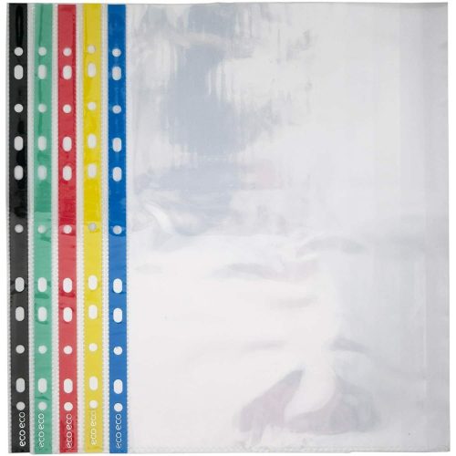 eco eco A4 Coloured Spine Punched Pockets 100 Pack