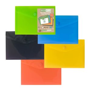 eco-eco A6 Stud Wallets Assorted Colours 5 Pack