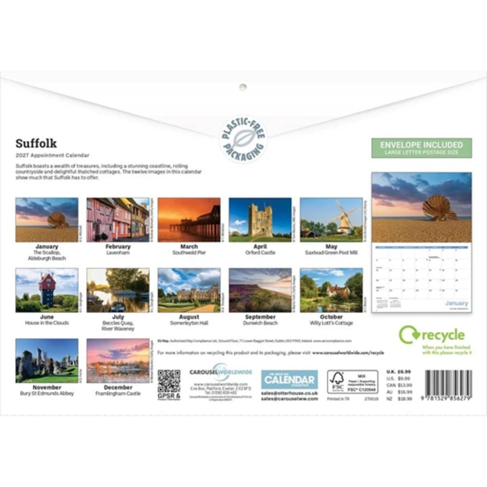 Suffolk 2027 A4 Month to View Wall Calendar - Image 2