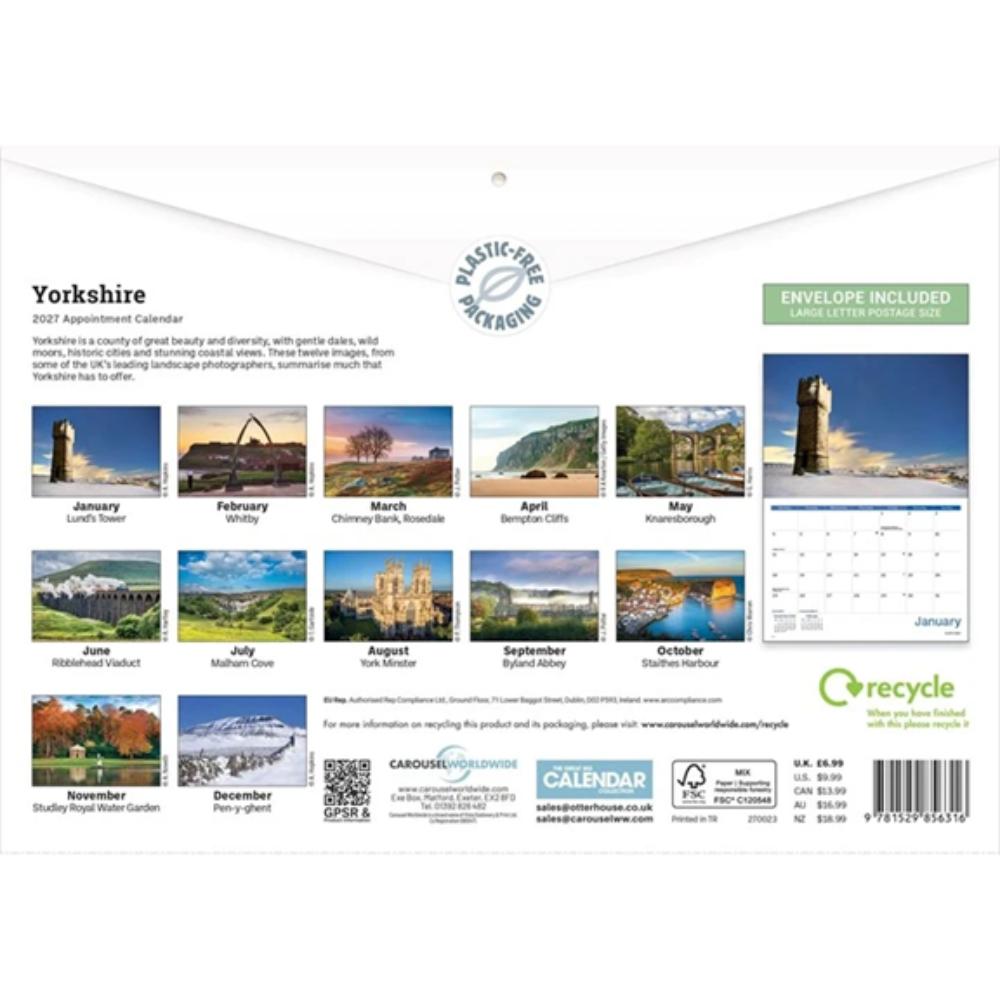 Yorkshire 2027 A4 Month to View Wall Calendar - Image 2