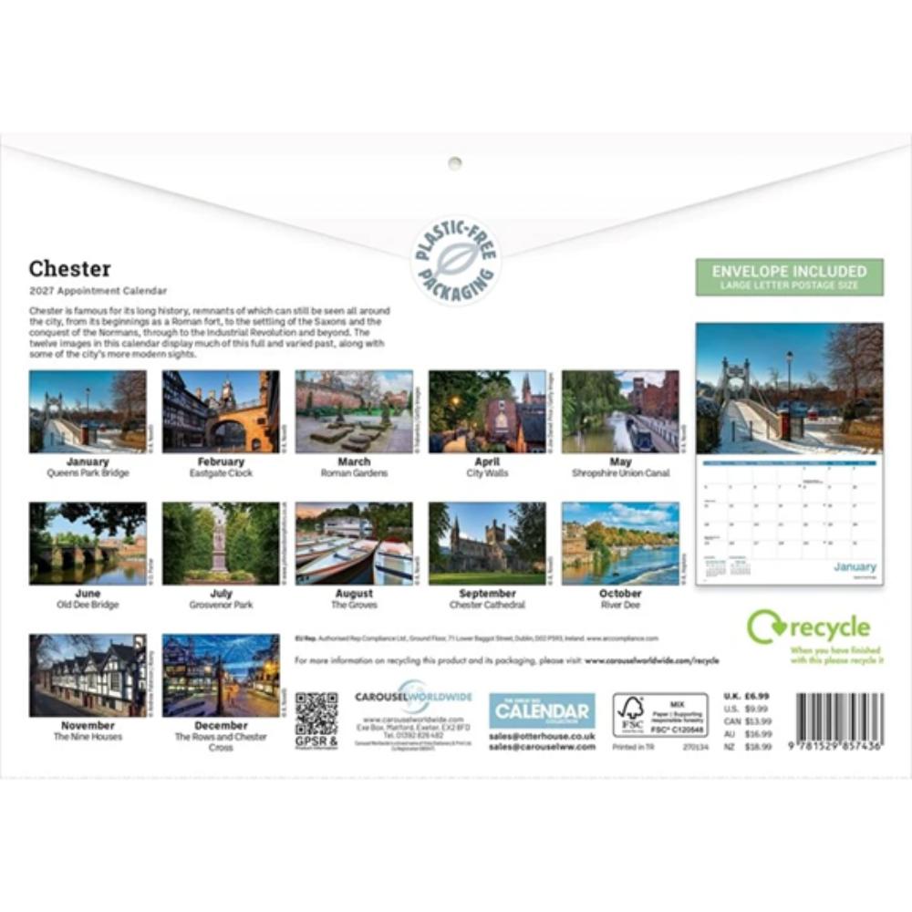 Chester 2027 A4 Month to View Wall Calendar - Image 2