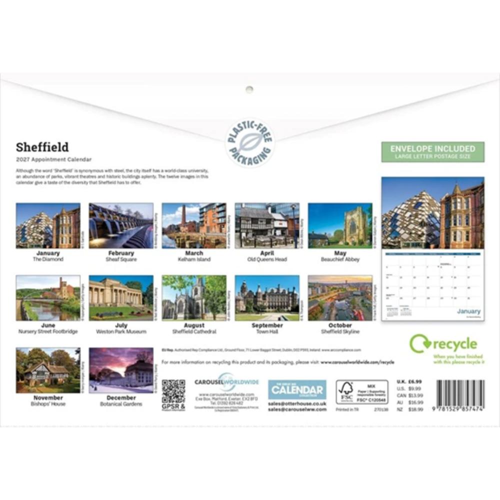 Sheffield 2027 A4 Month to View Wall Calendar - Image 2