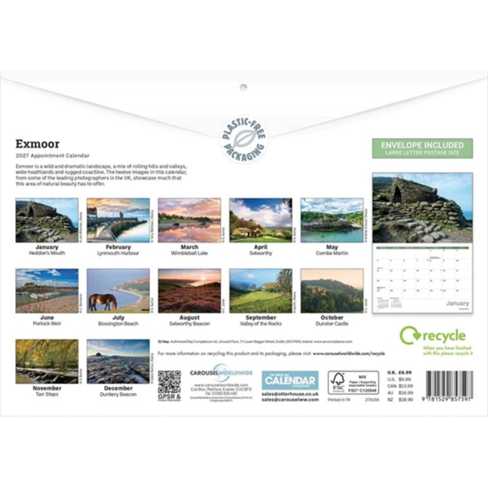 Exmoor 2027 A4 Month to View Wall Calendar - Image 2