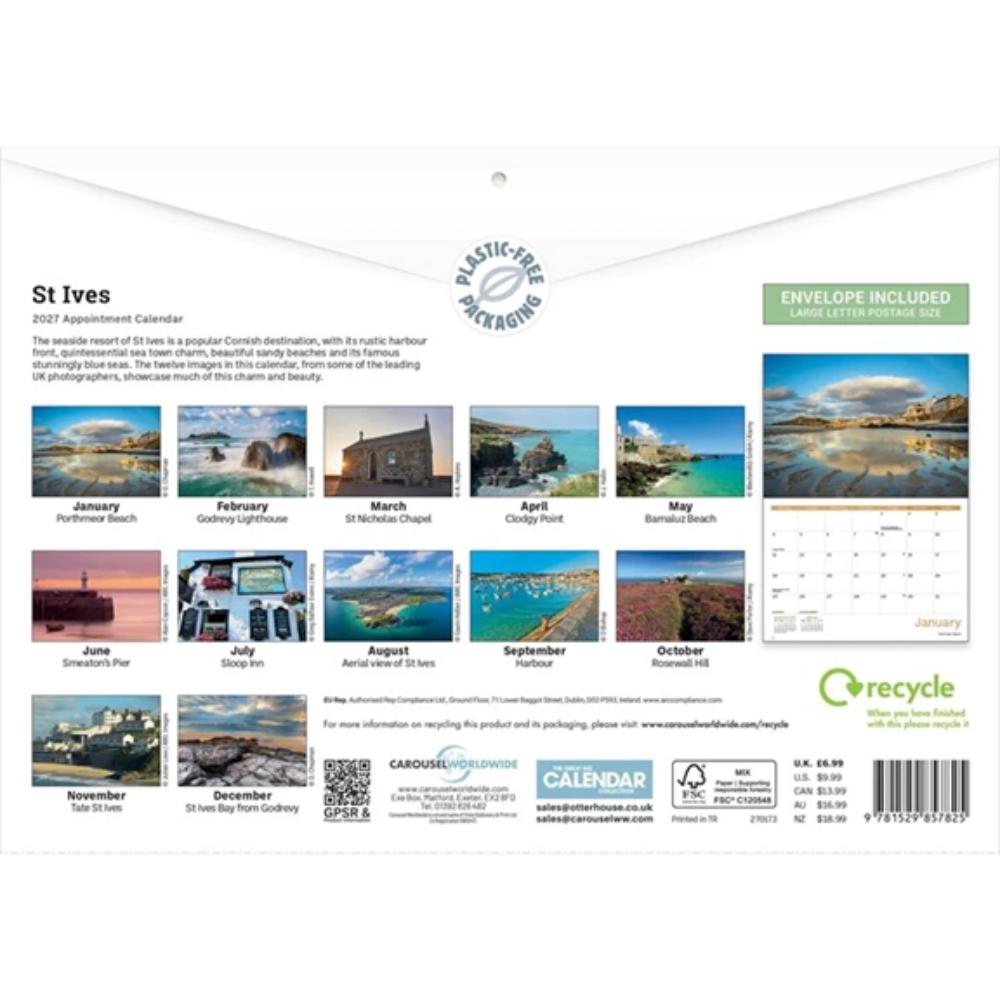 St Ives 2027 A4 Month to View Wall Calendar - Image 2