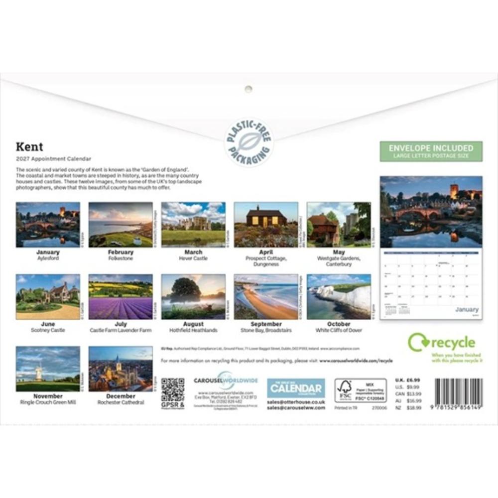 Kent 2027 A4 Month to View Wall Calendar - Image 2