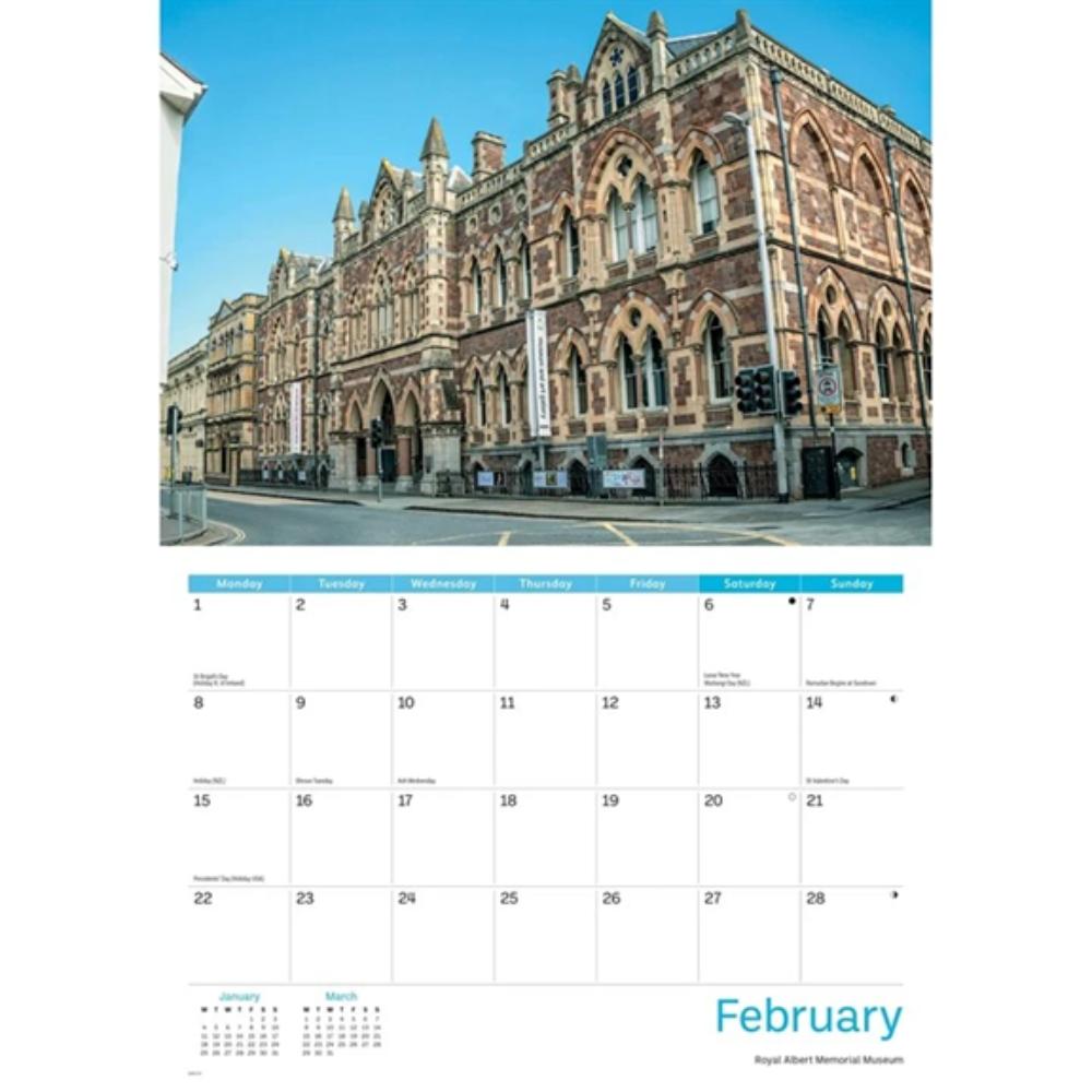 Exeter 2027 A4 Month to View Wall Calendar - Image 3